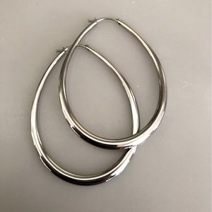 FOSSIL brand High Quality Sterling Silver Teardrop Hoop Earrings
